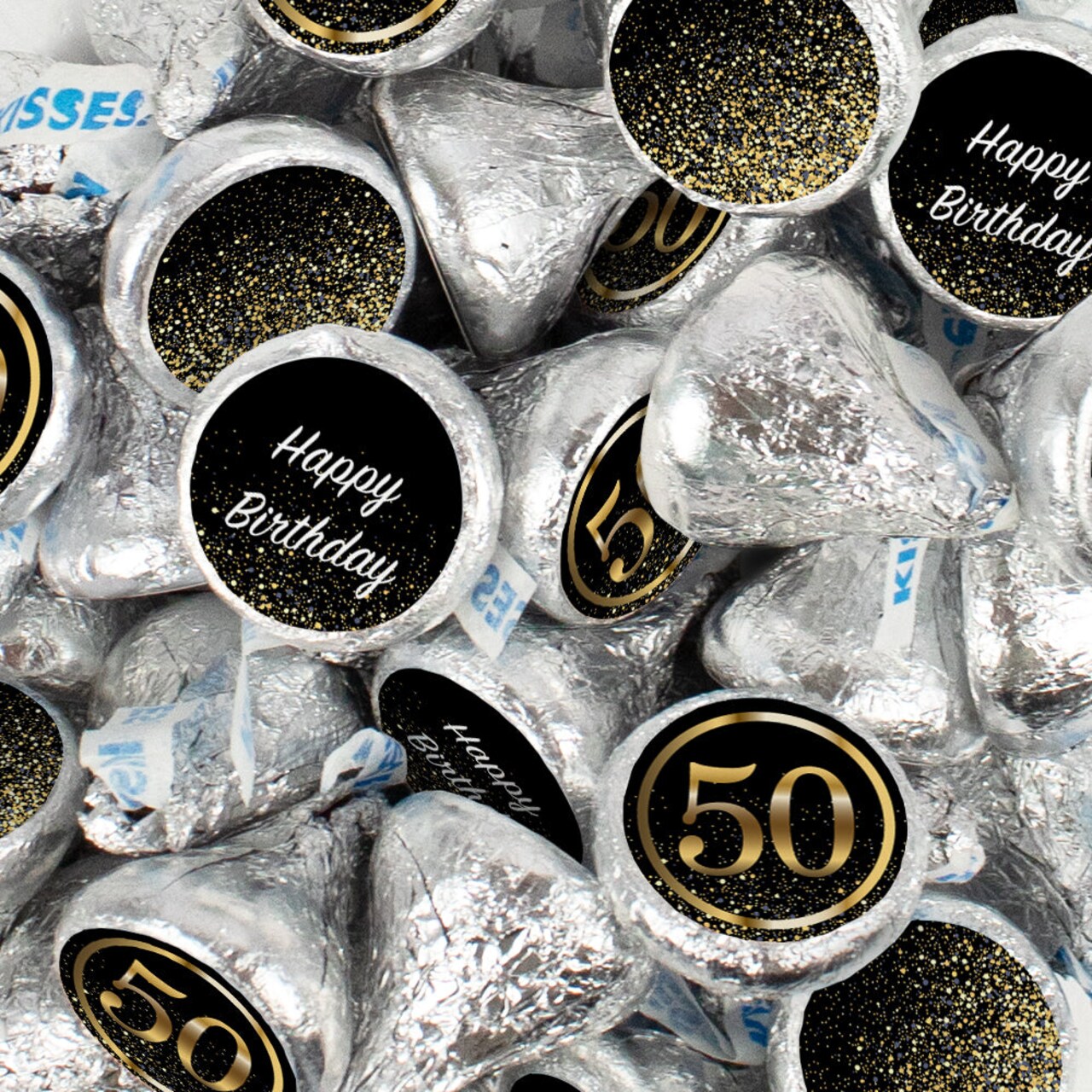 85 Pcs 50th Birthday Candy Chocolate Party Favor Hershey's Kisses Bulk (13.6oz)